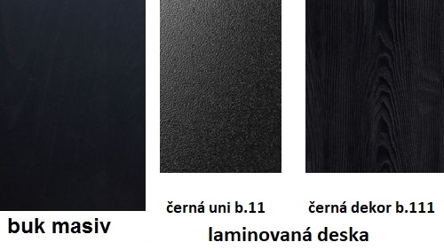 Srovnání černé barvy masiv a lamino Černá barva masiv a lamino