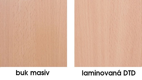 Buk masiv a laminovaná DTD v barvě přírodní buk