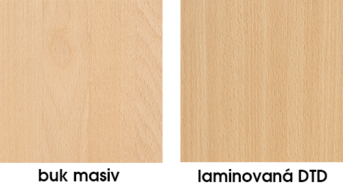Buk masiv a laminovaná DTD v barvě přírodní buk Buk masiv a laminovaná DTD v barvě přírodní buk