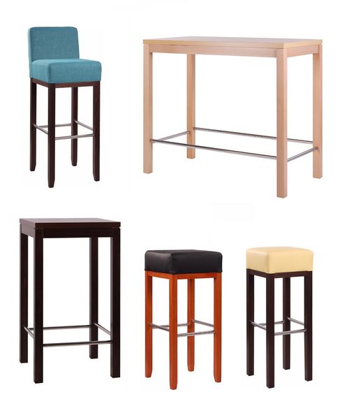 Barové židle a stoly.