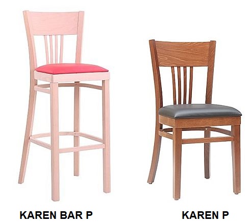 Dřevěné barové židle do restaurace s čalouněním.