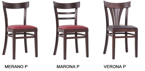 Dřevěné barové židle do restaurace s čalouněním.