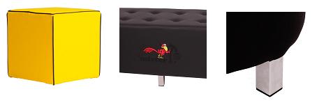 Taburet s paspulí, knoflíky nebo nerez nehama. Taburet lze opatřit i paspulí a nerez nohama.