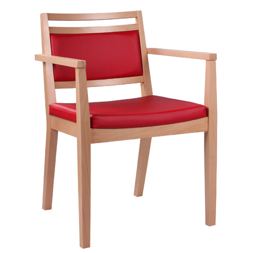 Dřevěná židle čalouněná s područkou LEANDRO P AL