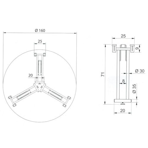 Kovové sklapovací nohy SKP TRE CR (sada 3 nohy)